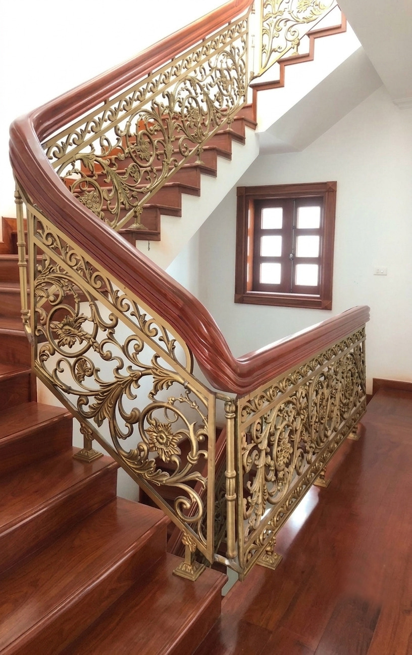 Gold Floral Stair Railing